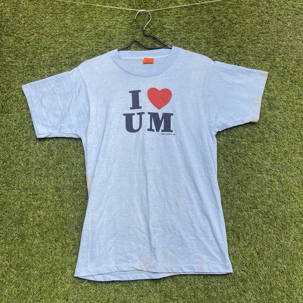 Vintage Michigan Wolverines Shirt Mens Large I Love UM Single Stitch Football